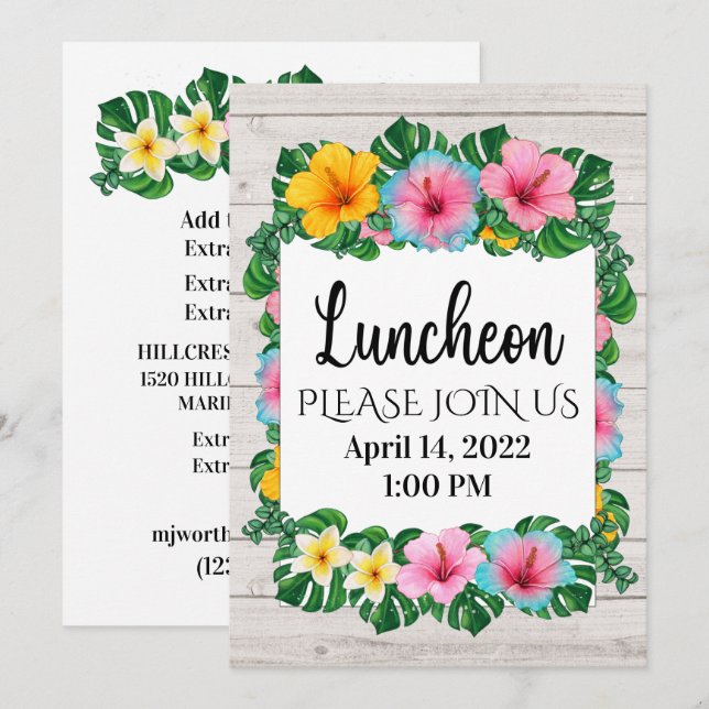 Invitación Almuerzo o cualquier ocasión - Ver atrás Invitació (Anverso / Reverso)