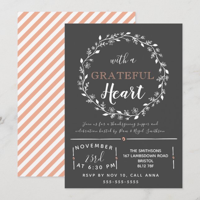 Invitación Almuerzo voluntario de fiesta de Acción de Gracias (Anverso / Reverso)