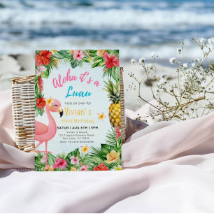 Invitación Aloha 3er Chica de cumpleaños - Fiesta de Flores y