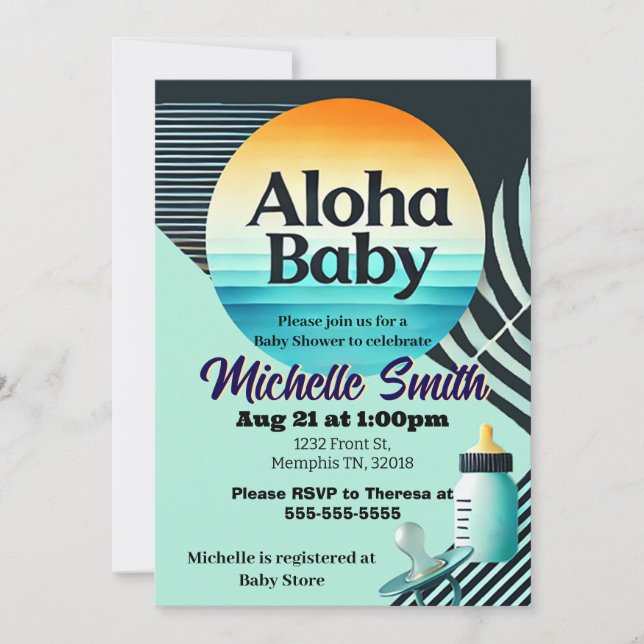 Invitación Aloha Baby (Anverso)