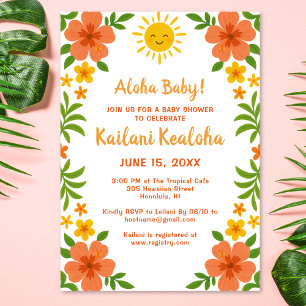 Invitación ¡Aloha Baby! Baby Shower floral tropical hawaiano