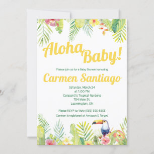 Invitación ¡Aloha Baby! Ducha de bebé con temática tropical y