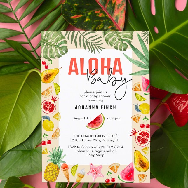 Invitación Aloha Baby Fresco Summer Fruit Baby Shower (Subido por el creador)