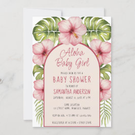 Invitación Aloha Baby Girl Tropical Shower Floral Watercolor