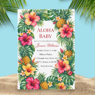 Invitación Aloha Baby Hibisco Bebé Shower de Bienvenida