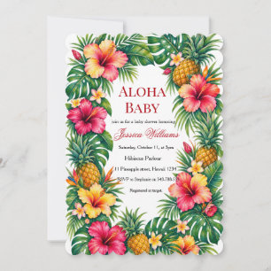 Invitación Aloha Baby Hibisco Bebé Shower de Bienvenida