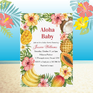 Invitación Aloha Baby Shower de Hibisco Hawaiano