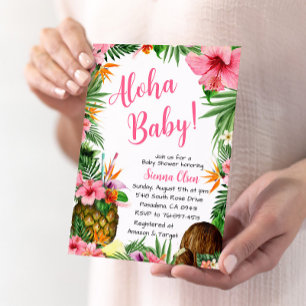Invitación Aloha Baby Shower, Hawai Luau