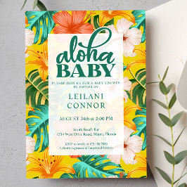 Invitación Aloha Baby Shower Tropical Floral Hawaiian
