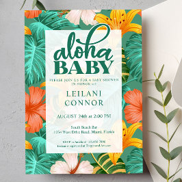 Invitación Aloha Baby Shower Tropical Floral Hawaiian