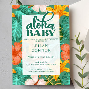 Invitación Aloha Baby Shower Tropical Floral Hawaiian