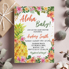 Invitación Aloha Baby Shower Tropical Floral Summer
