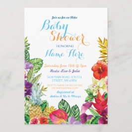 Invitación Aloha Baby Shower Tropical Luau Boy Blue Invite