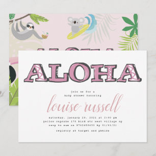 Invitación Aloha Baby Tropical Animal   BABY SHOWER