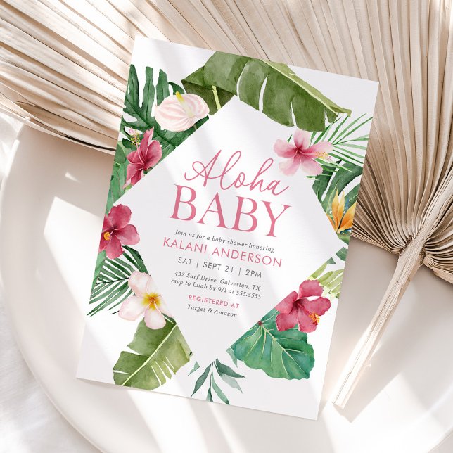 Invitación Aloha Baby Tropical Chica Floral Baby Shower (Subido por el creador)