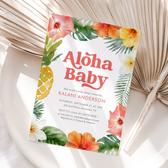 Invitación Aloha Baby Tropical Floral (Subido por el creador)