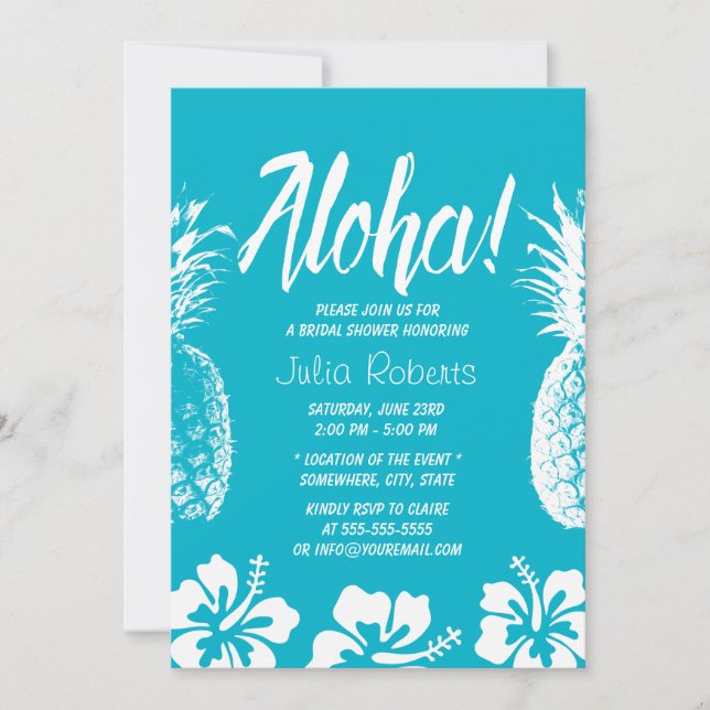 Invitación Aloha Beach Wedding Bridal Shower Pineapple (Anverso)