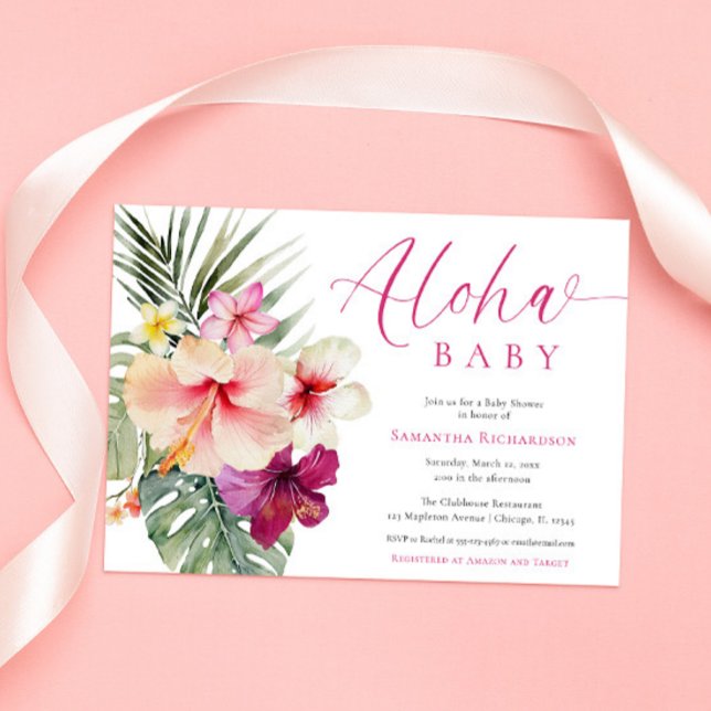 Invitación Aloha bebé flores tropicales chica ducha bebé (Subido por el creador)