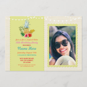 Invitación Aloha Birthday Party Luau Tropical Pineapple Photo