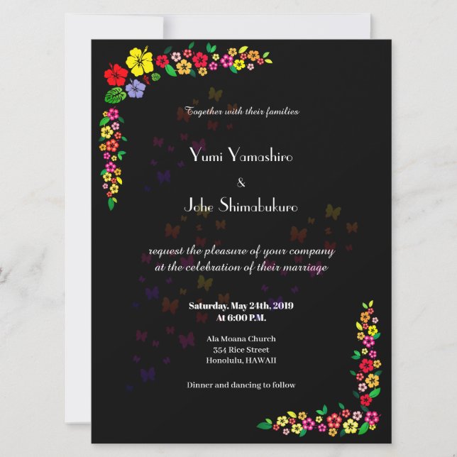 Invitación Aloha Boda (Anverso)