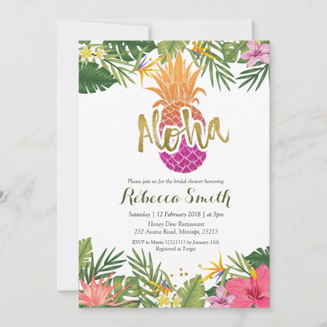 Invitación Aloha Bridal Shower (Anverso)