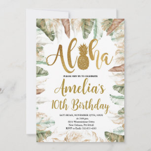 Invitación Aloha Cumpleaños, Luau Cumpleaños, Cualquier Edad,