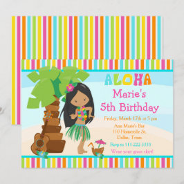 Invitación Aloha Cute Partido de Cumpleaños de los Chicas Afr