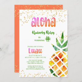 Invitación Aloha de piña tropical CUALQUIER EDAD Cumpleaños L