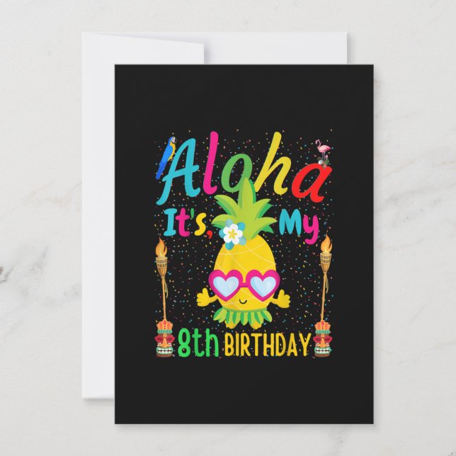 Invitación Aloha es mi octavo cumpleaños Hawaii Pineapple Spa (Anverso)