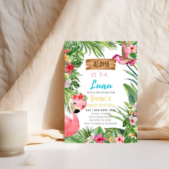 Invitación Aloha es una fiesta de cumpleaños Chica Luau (Subido por el creador)