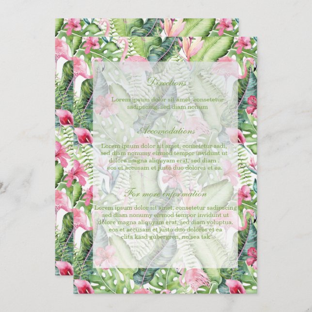 Invitación Aloha Flamingo Tropical Beach Wedding (Anverso / Reverso)