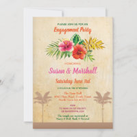 Aloha Floral Engagement Invitar a Vintage Luau