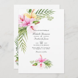Invitación Aloha floral tropical Código QR Boda RSVP