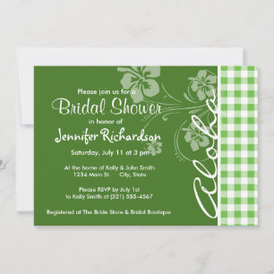 Invitación Aloha; Green Checkered; Gingham
