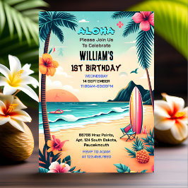 Invitación Aloha Hawaiano 1er cumpleaños