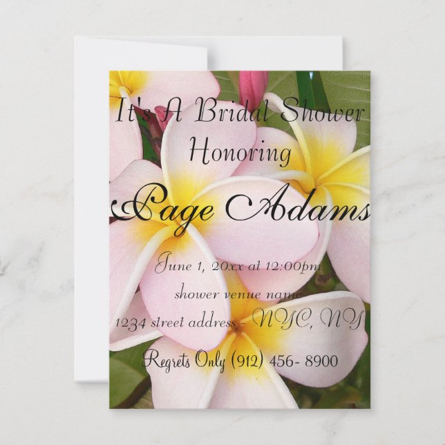 Invitación Aloha Hawaii Frangipani florece ducha de novia (Anverso)