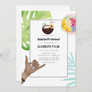 Invitación Aloha Hawaii Tropical Beach Bachelorette Weekend