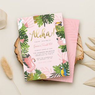 Invitación Aloha Hawaii Tropical Summer Gold Party