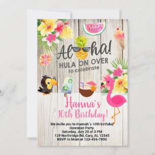 Invitación Aloha, hawaiian birthday party invite.
