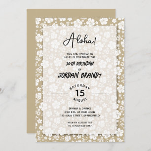 Invitación Aloha Hawaiian Floral Gold Birday Party