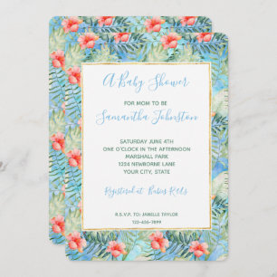 Invitación Aloha Hibiscus Floral Baby Shower