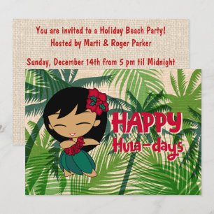 Invitación Aloha Honeys Navidad Chica Hula Palmas