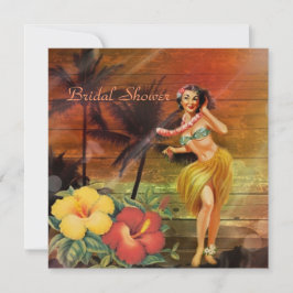 Invitación Aloha Hula Chica hawaii retro playa ducha de novia