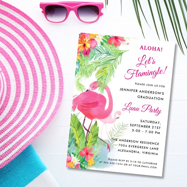 Invitación Aloha Let's Flamingle Graduation Luau Fiesta (Subido por el creador)