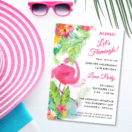 Invitación Aloha Let's Flamingle Luau Birthday Party