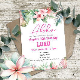 Invitación Aloha Luau Adulto Tropical Cumpleaños