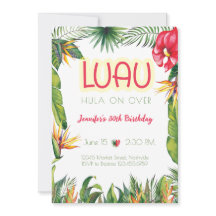 Aloha Luau Birthday Tropical Floral Fiesta