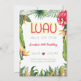Invitación Aloha Luau Birthday Tropical Floral Fiesta