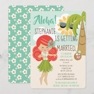 Invitación Aloha Luau Bridal Shower Redhead