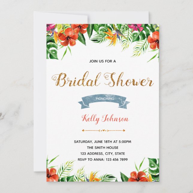 Invitación Aloha luau fiesta tropical de duchas nupciales de  (Anverso)
